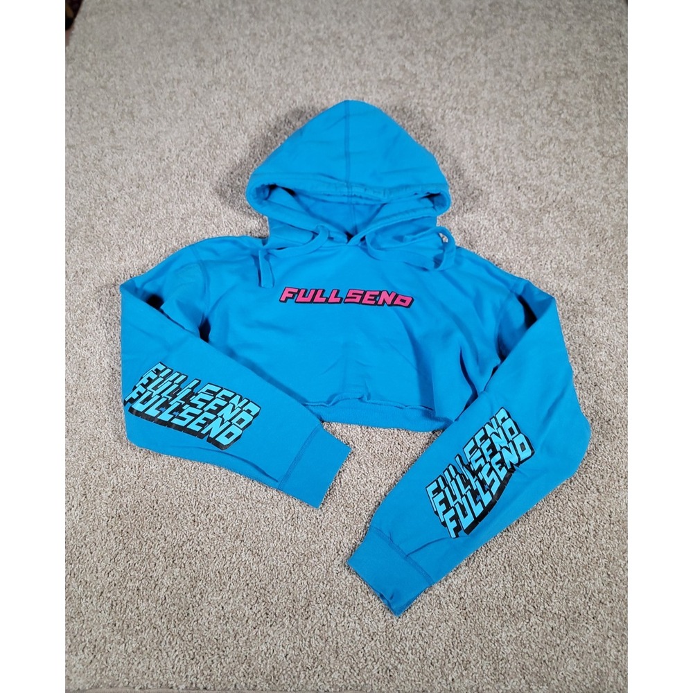 Full Send Nelk Boys Hoodie Sweatshirt Size XS Blue Womens Cropped Frat Podcast